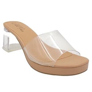 Wild Pair Women Orleens Block Heel Slide Sandals Size US 9.5M Clear Vinyl